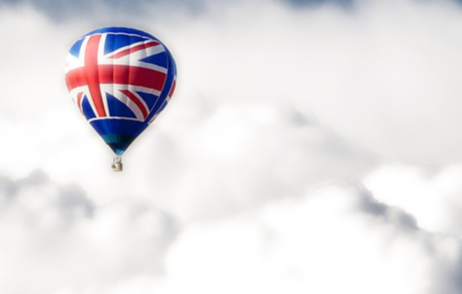 Air balloon with a british flag on 